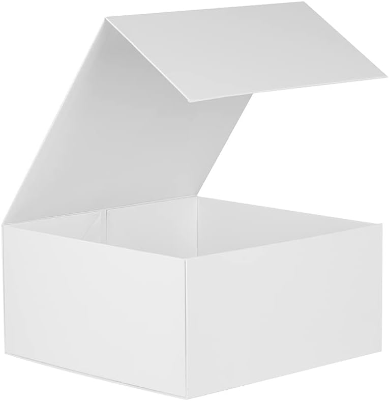 White Gift Boxes 16 Pack,Large Gift Boxes in Bulk, Collapsible Gift Box with Lid Magnetic Closure, Parties, Boutiques, Bridesmaid Wedding, Apparel, Retail (White 10x10x5 inch Pack of 16)