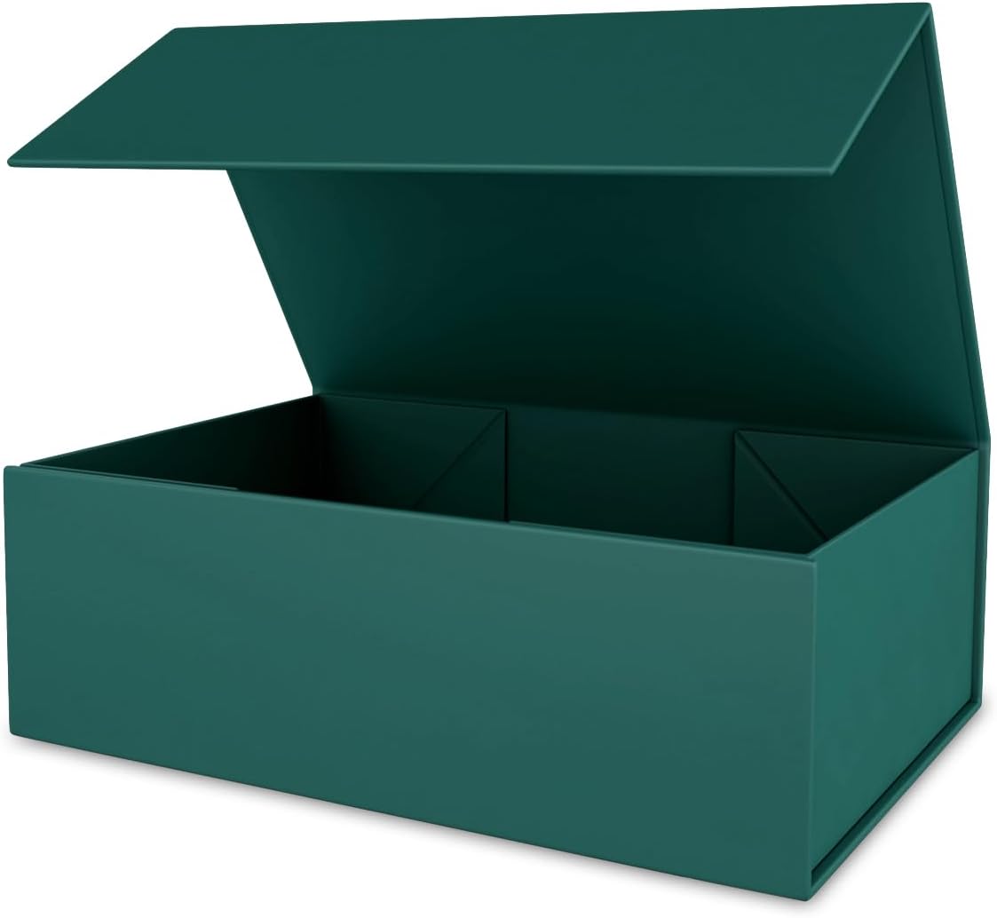 Green Gift Box 10" x 6" x 3" with Magnetic Closure Lid Gift Boxe for Presents,Bridesmaid Gifts Boxes,Cute Box,Birthday Box,Luxury for Gift Packaging, Magnetic Gift Boxe for Wrapping Gifts