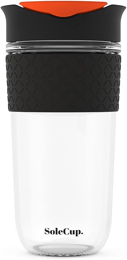 Large Travel Mug - Reusable Insulated Coffee Mug - 18oz/530ml BPA-Free Hot Drink Travel Mug with Lid & Silicone Band (Black)