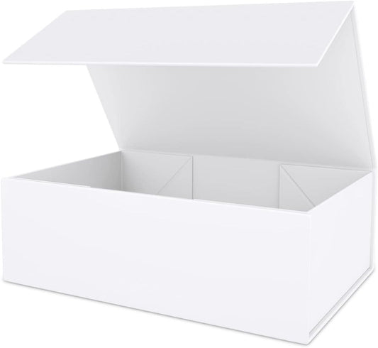 White Gift Box 10" x 6" x 3" with Magnetic Closure Lid Gift Boxe for Presents,Bridesmaid Gifts Boxes,Cute Box,Birthday Box,Luxury for Gift Packaging, Magnetic Gift Boxe for Wrapping Gifts (White)