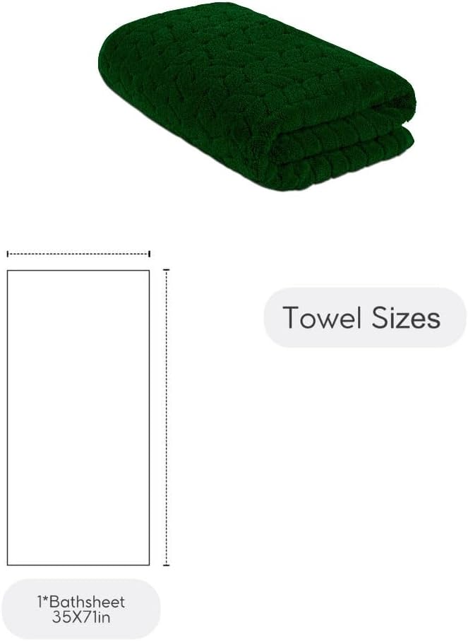 BAGNO MILANO Turkish Bath Towels, Soft Plush Jacquard Luxury Bath Towels, Quick Dry Towel Set (Royal Green, Bath Sheet)