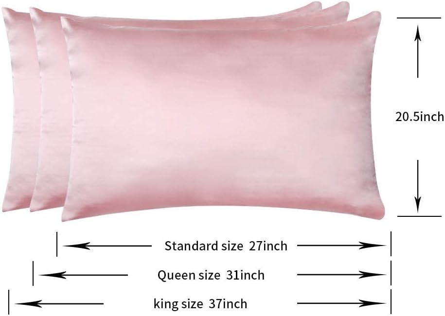 100% Mulberry Silk Pillowcases Set of 2 for Hair and Skin and Super Soft and Breathable King Size Nature Silk Pillowcases (King, Pink)