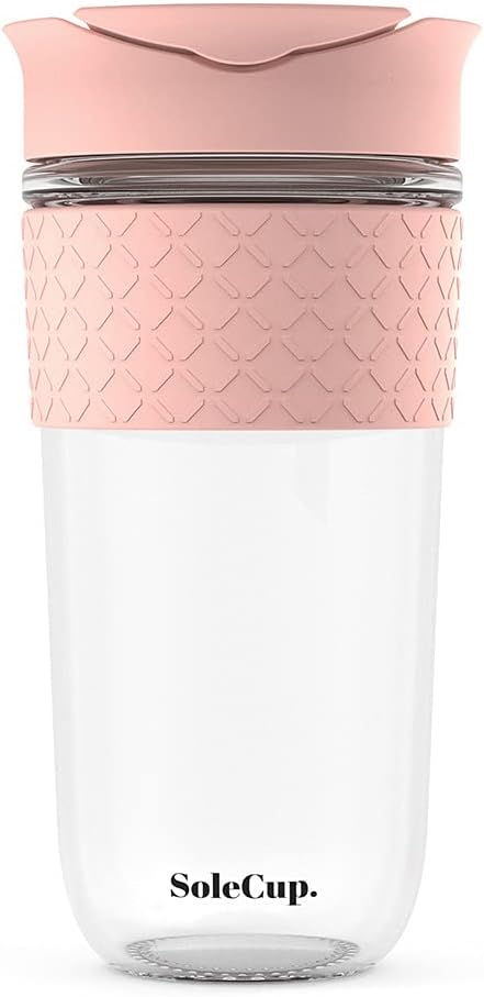 Large Travel Mug - Reusable Insulated Coffee Mug - 18oz/530ml BPA-Free Hot Drink Travel Mug with Lid & Silicone Band (Pink)