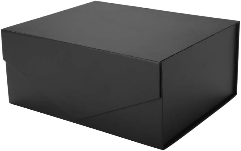 PACKHOME Gift Box 9x6.5x3.8 Inches, Rectangle Collapsible Box with Magnetic Lid for Gift Packaging (Matte Black, Grain Texture)