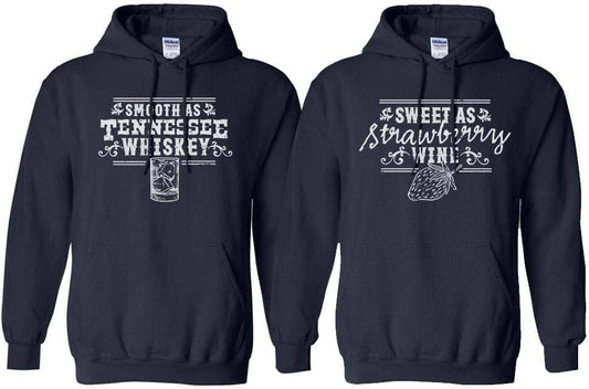 Whiskey and Wine Country Couples His & Hers Duo Matching Hoodie Sweatshirt Unisex
