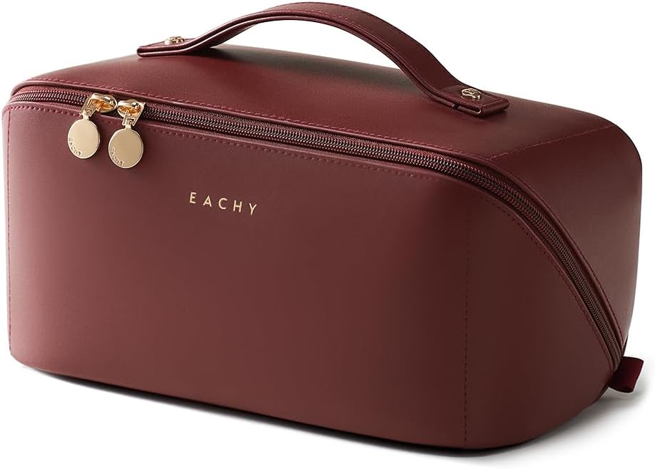 EACHY Travel Makeup Bag,Large Capacity Cosmetic Bags for Women,Waterproof Portable Pouch Open Flat Toiletry Bag Pattern Makeup Bag