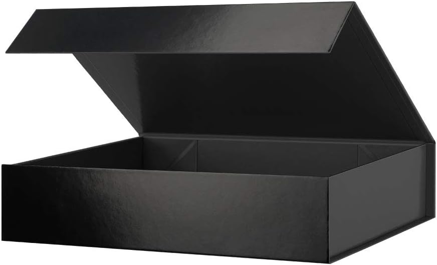 Gift Box Black, 11x7.8x2.3 Inches with Magnetic Closure, Shirt Gift Box with Lid