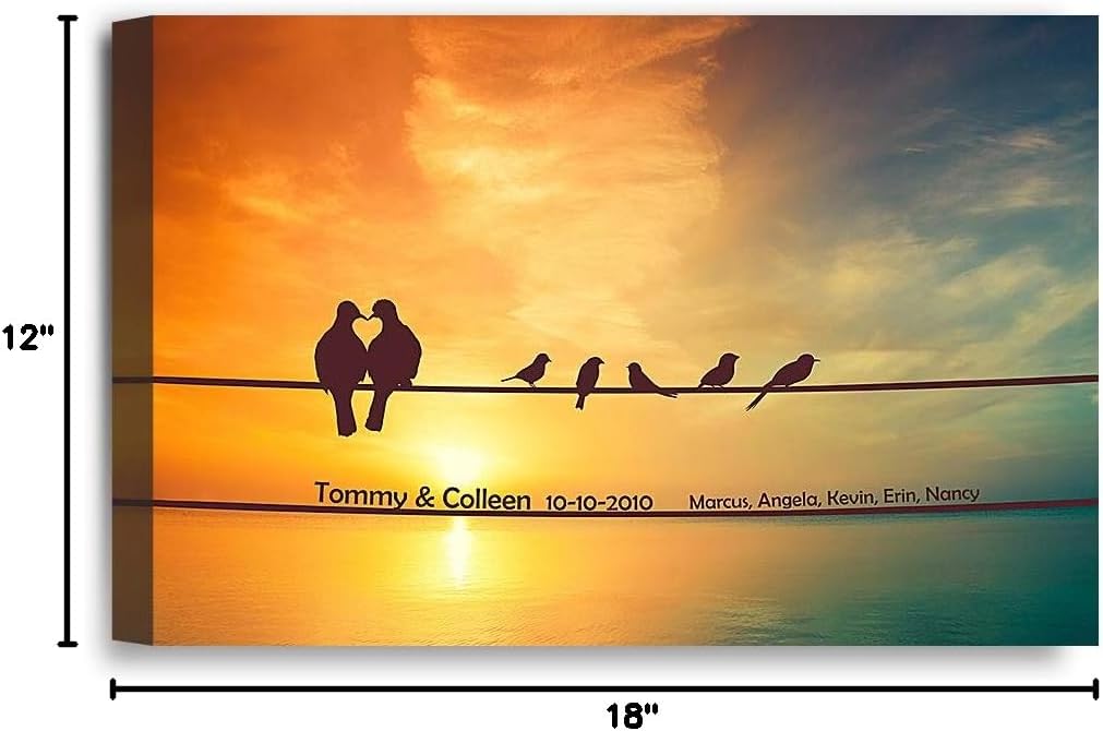 IPIC - We Are Family Personalized Artwork with Names, Customized Gift for Anniversary, Giclee Canvas Wall Art.. 18x12