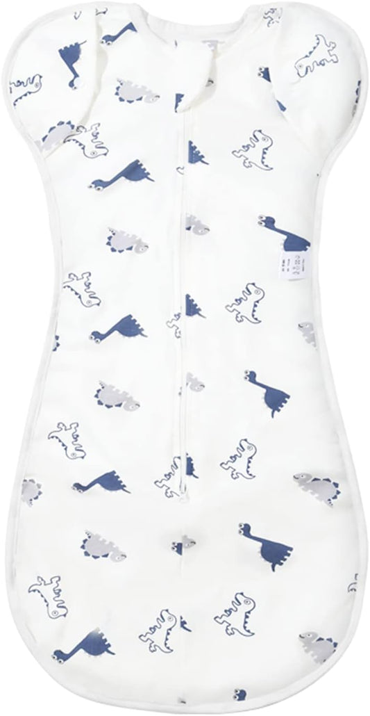 Duomiaomiao Baby Transition Swaddle Blanket, Snap Arms Up Baby Sleep Sack for All Seasons, 100% Cotton Baby Essentials for Newborn Boys Girls 0-6 Months