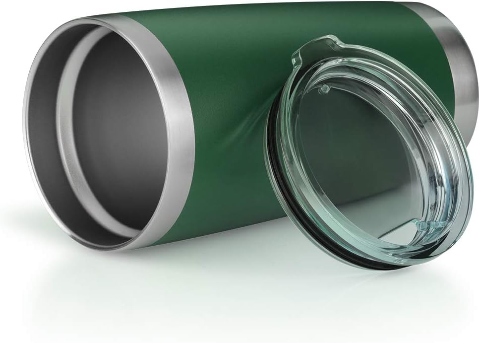 20oz Tumbler Bulk Stainless Steel Vacuum Insulated Tumblers with Lid Double Wall Travel Mug, Powder Coated Coffee Cup, Suitable for Ice Drinks and Hot Beverage (Dark green 6pack)