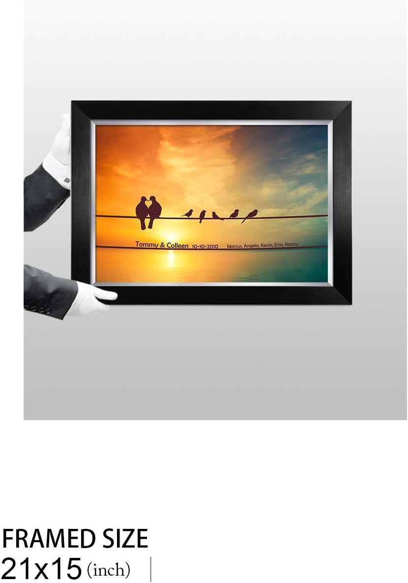 IPIC - We Are Family Personalized Artwork with Names, Customized Gift for Anniversary. Giclee Wall Art with High Grade Frame. Picture Size: 18x12,Total Size: 21X15