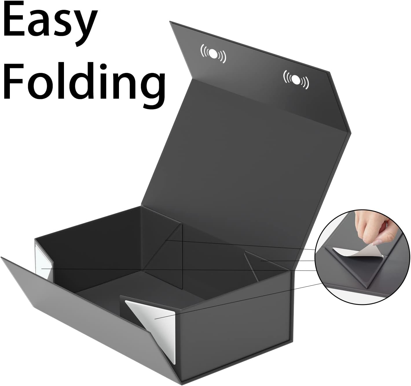 Black Gift Box, 12x6x4'' Gift boxes for Presents with Lids Magnetic Closure Rectangle Collapsible for Groomsman Proposal Box, Wedding, Christmas, Halloween, Birthday Gift Packging
