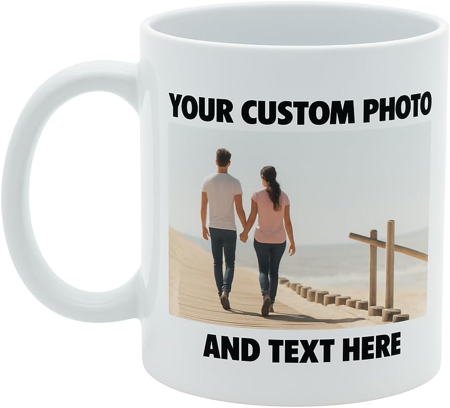 Personalized Coffee Mug | Custom Photo, Text, or Logo Cup (11oz, White Rim, Inner, and Handle) |Dishwasher & Microwave Safe |Unique Gift for Men & Women –Taza Personalizada