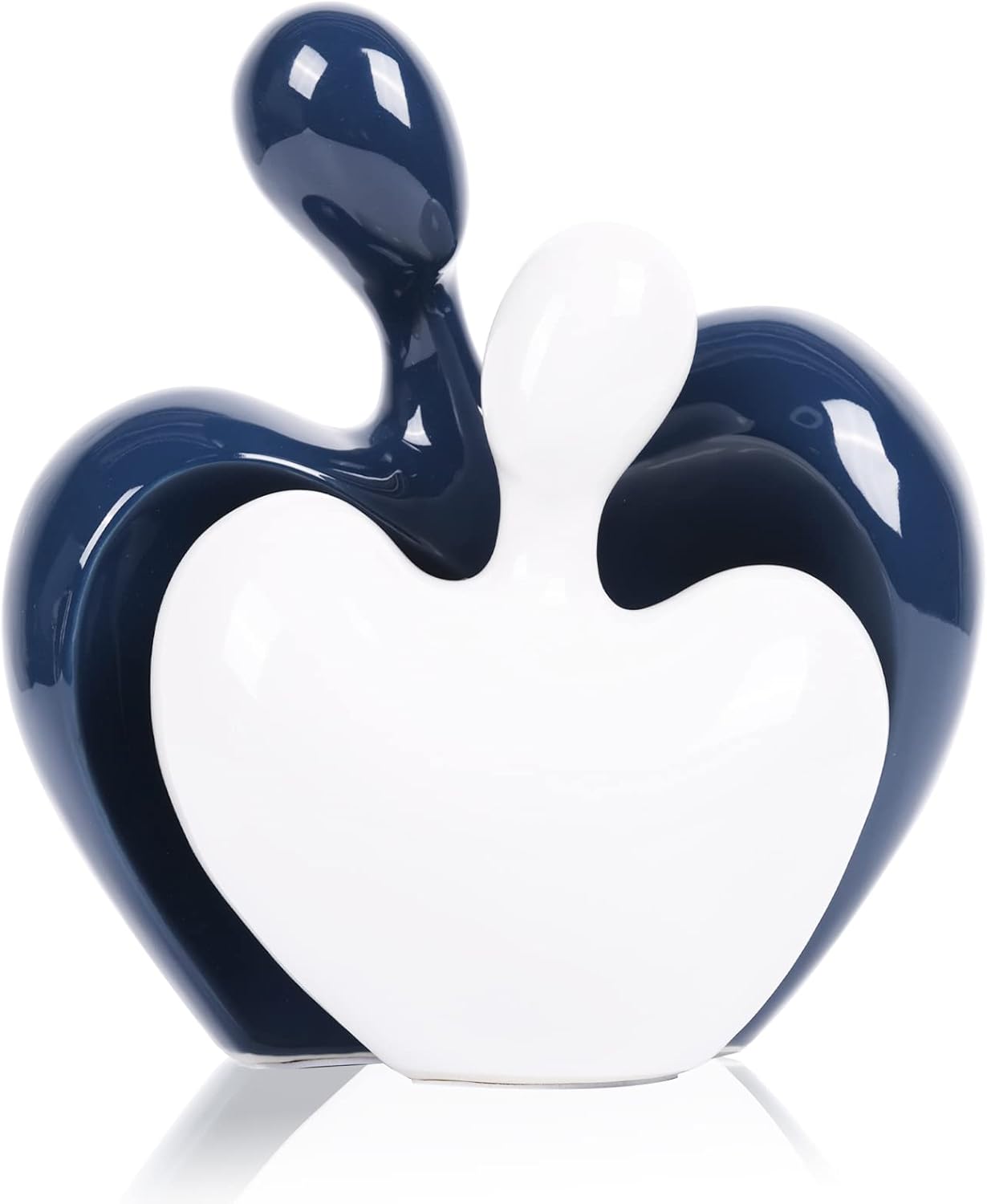 Ceramic Love Statue, Couple Hug Sculpture, Blue and White Home Decor, Modern Home Decor, Love Symbol Statue on Living Room Shelf, Set of 2
