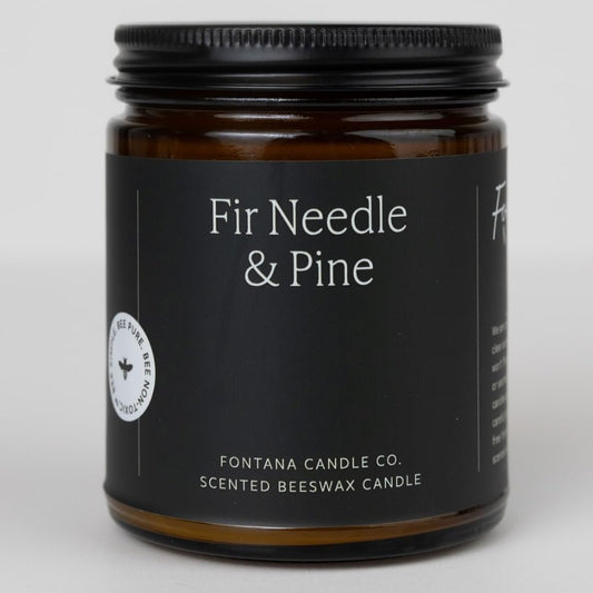 Fontana Candle Co Wood Wick Beeswax Jar Candles, Fir Needle & Pine Holiday Candle - Made with Coconut Oil & Pure Essential Oils – Clean Burn, Long Lasting and Non-Toxic Candles for Home & Room Decor
