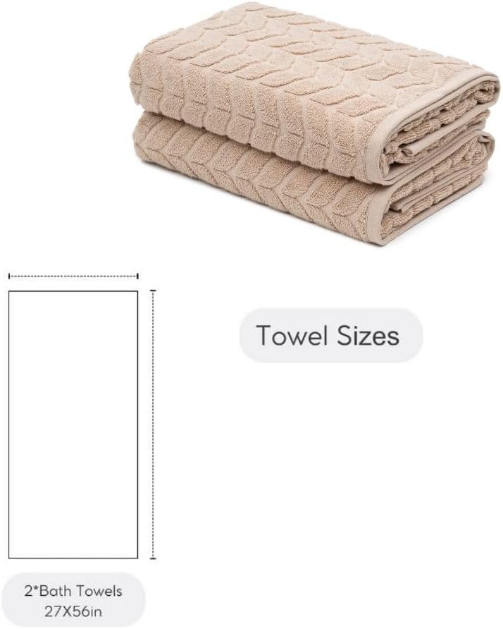 BAGNO MILANO Turkish Bath Towels, Soft Plush Jacquard Luxury Bath Towels, Quick Dry Towel Set (Latte, 2 pcs Bath Towel Set)