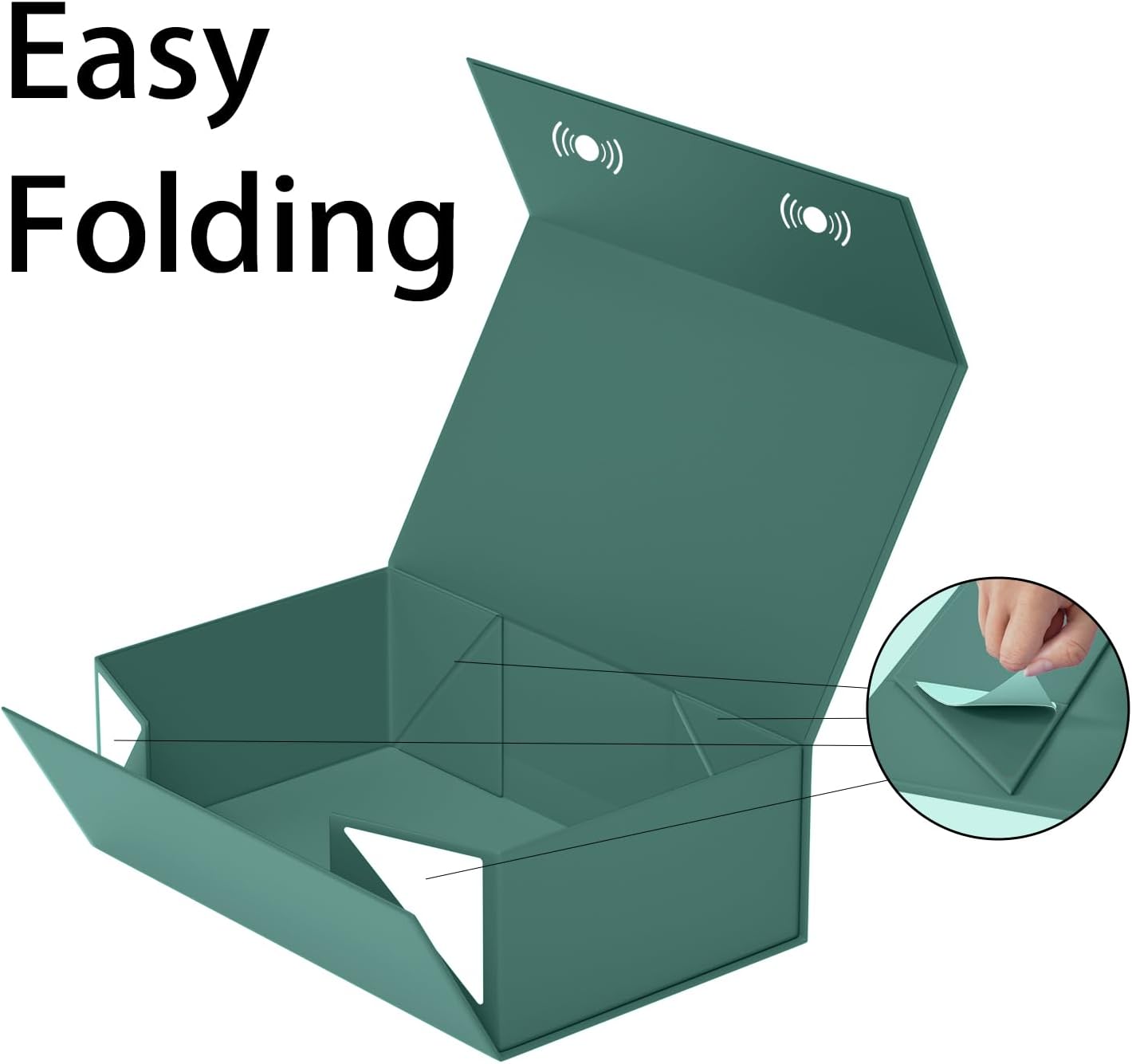 5 Pack Green Gift Box, 12x6x4'' Gift box for Presents with Lids Magnetic Closure Rectangle Collapsible for Bridesmaid Proposal Box, Wedding, Christmas, Halloween, Birthday Gift Packging