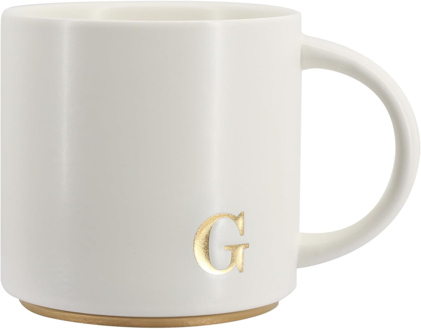 COLLECTIVE HOME - Monogram Ceramic Mugs, 15 oz Golden Initial Coffee Cups, Elegant Capital Alphabet Tea Mugs, Elegant Personalized Mug with Gift Box, Luxurious Cups for Office and Home (G)