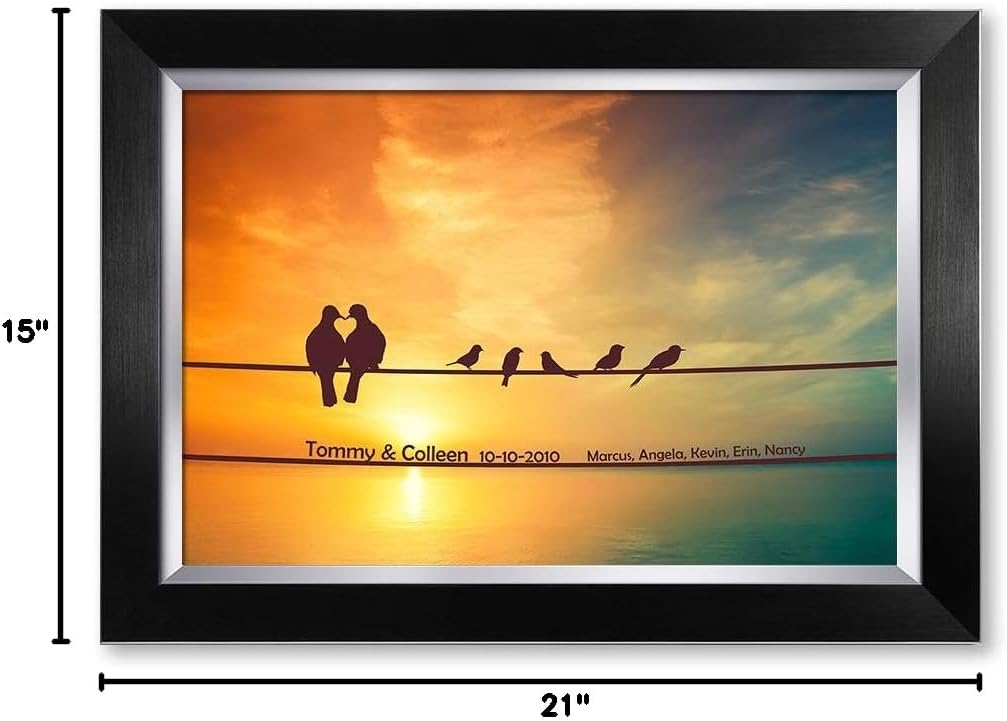 IPIC - We Are Family Personalized Artwork with Names, Customized Gift for Anniversary. Giclee Wall Art with High Grade Frame. Picture Size: 18x12,Total Size: 21X15