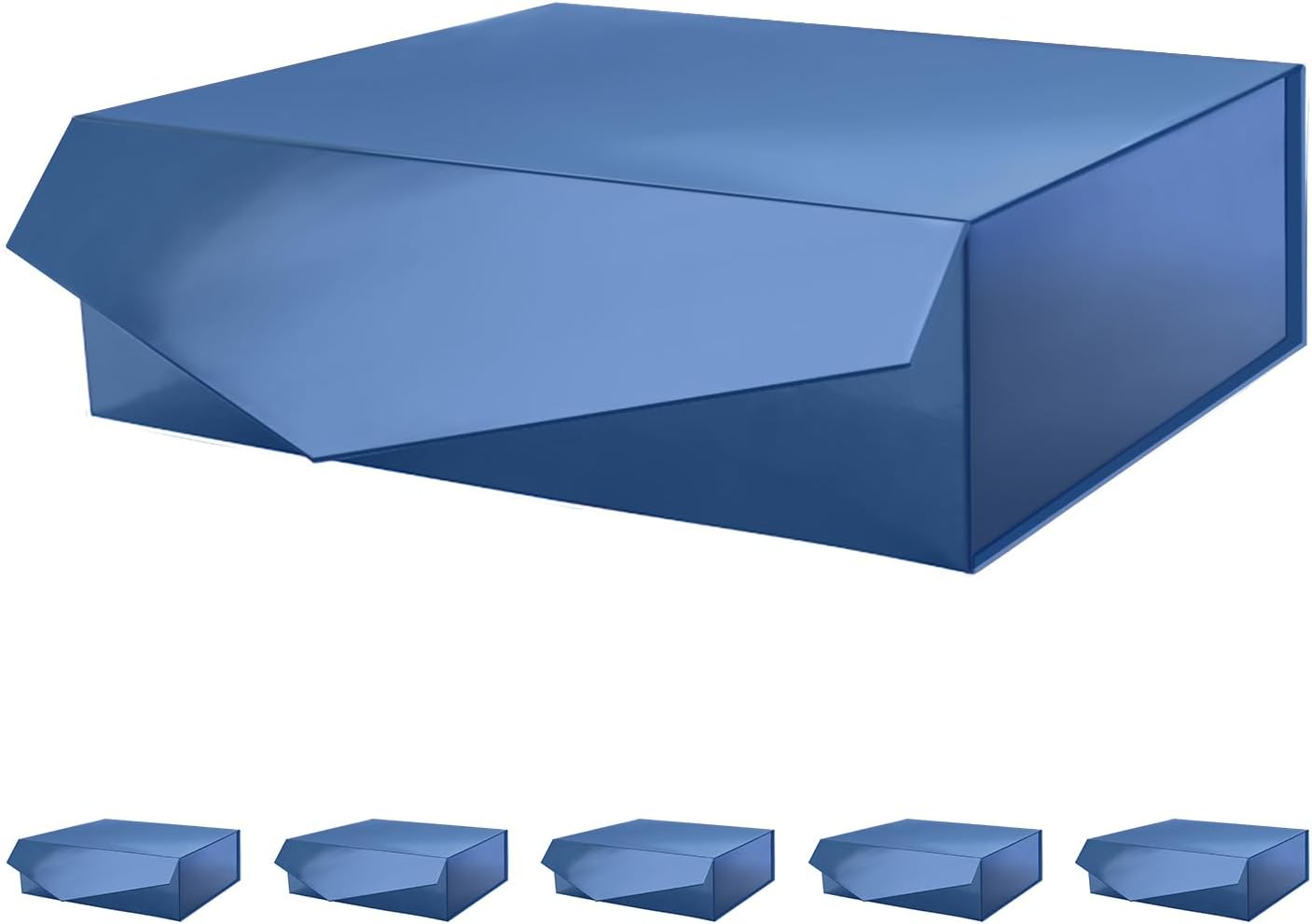 PACKHOME 6 Large Gift Boxes with Lids 13.5x9x4.1 Inches, Sturdy Collapsible Gift Boxes with Magnetic Closure (Glossy Navy)