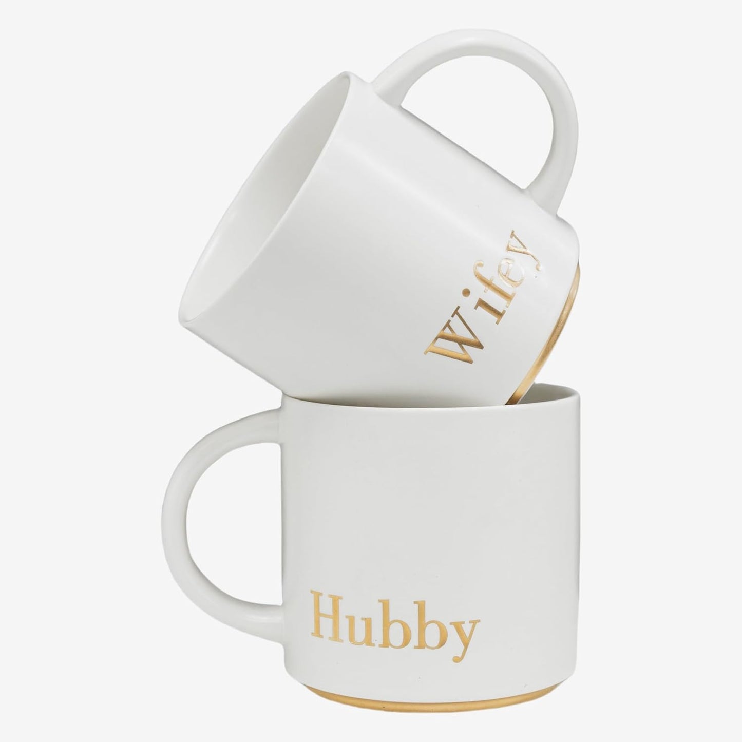 COLLECTIVE HOME - Mr. & Mrs. Ceramic Mugs, Wedding Gift Set, Perfect Luxury Couple's Gift, Elegant Design, Premium Ceramic, 2-Piece Set (Hubby & Wifey)