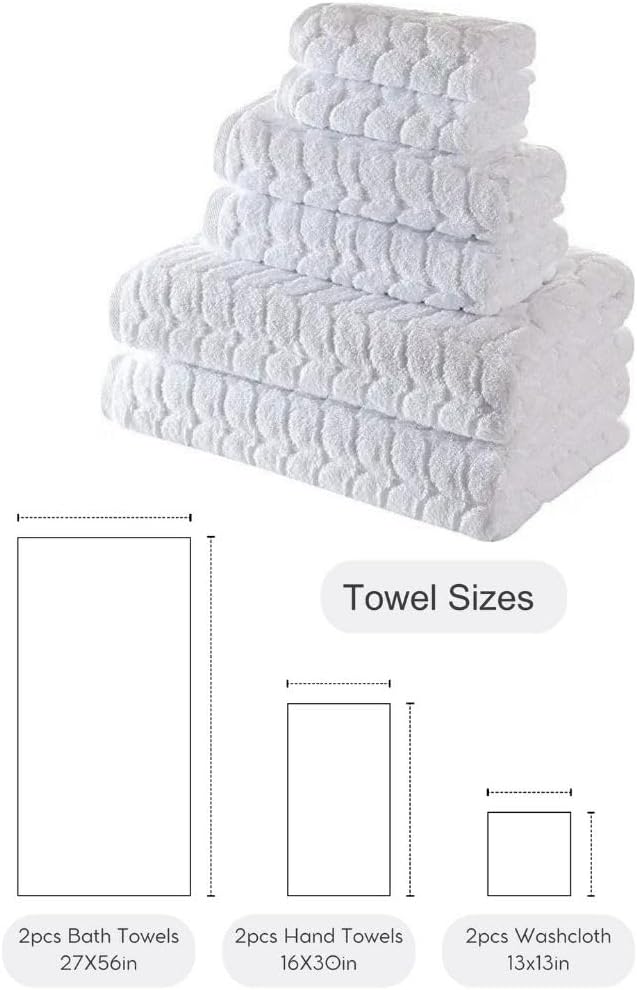 BAGNO MILANO Turkish Bath Towels, Soft Plush Jacquard Luxury Bath Towels, Quick Dry Towel Set (Black, 6 pcs Towel Set)