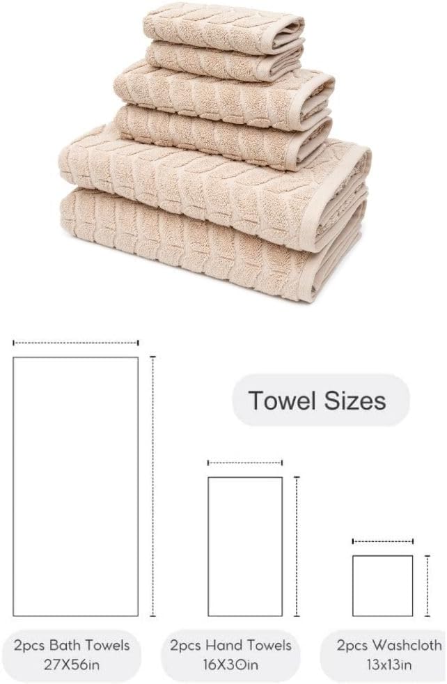 BAGNO MILANO Turkish Bath Towels, Soft Plush Jacquard Luxury Bath Towels, Quick Dry Towel Set (Latte, 6 pcs Towel Set)
