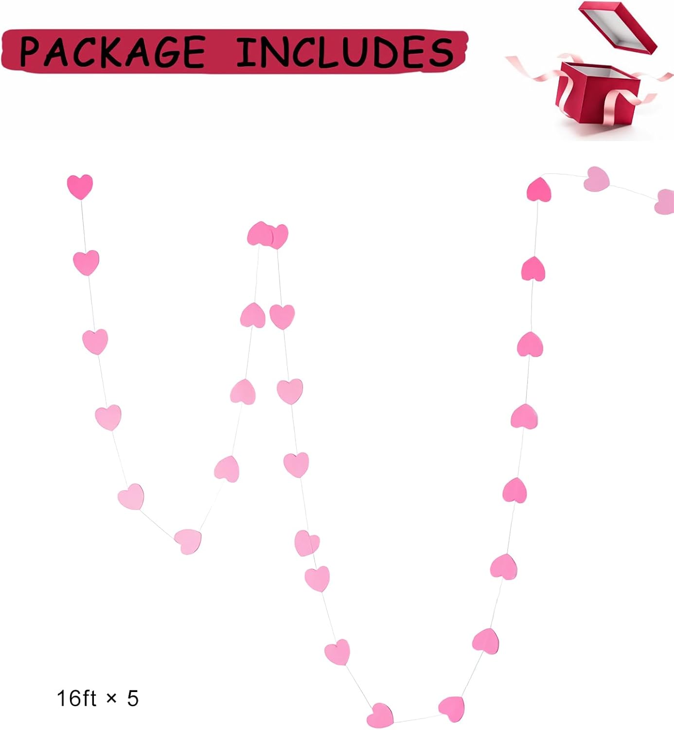 Anniversary Decorations, Happy Anniversary Banner, Pink Hanging String Hearts, Pink and White Balloons, Love Balloon, Red Silk Rose Petals for Wedding Bridal Shower Bachelorette Party Decorations