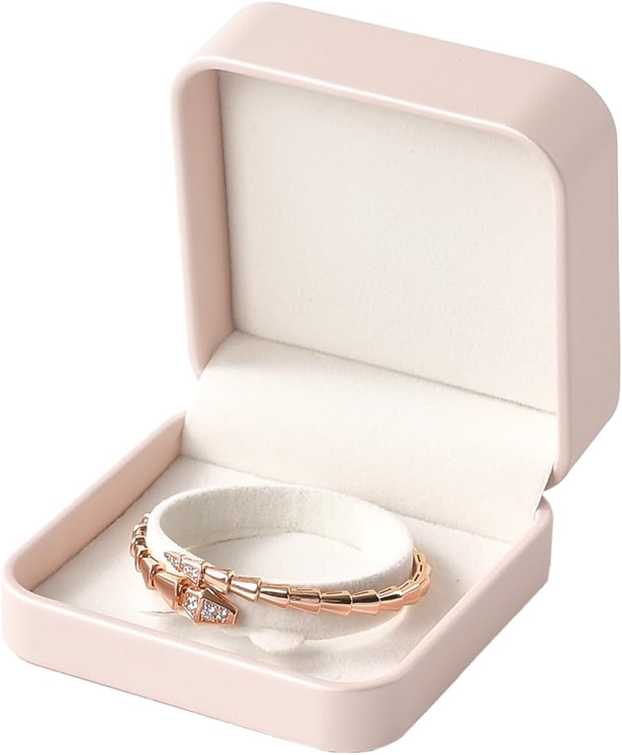Oirlv Luxury Leather Bracelet Gift Box Bangle Box Jewelry Case Storage Case Organizer Holder(Pink)