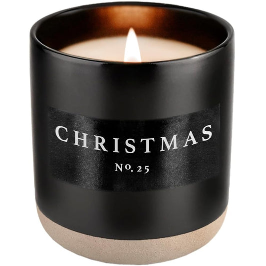 Sweet Water Decor Christmas Candle | Apple Cider, Cinnamon, Fresh Cut Christmas Tree, and Cookies Scented Soy Candle for Home | 12oz Black Stoneware Jar, 60+ Hour Burn Time, Made in the USA