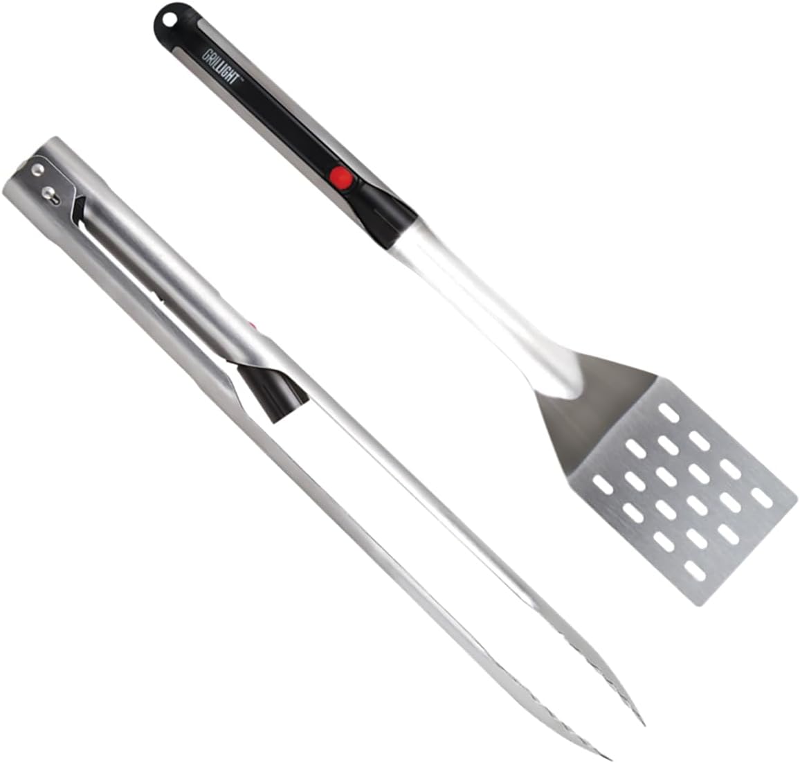 Grill Light Grill Spatula & Tongs Grilling Set | Restaurant Grade Stainless Steel | Super Bright LED Light to Grill in Dark | Waterproof & Dishwasher Safe | Camping Barbecue Grilling Tongs Spatula