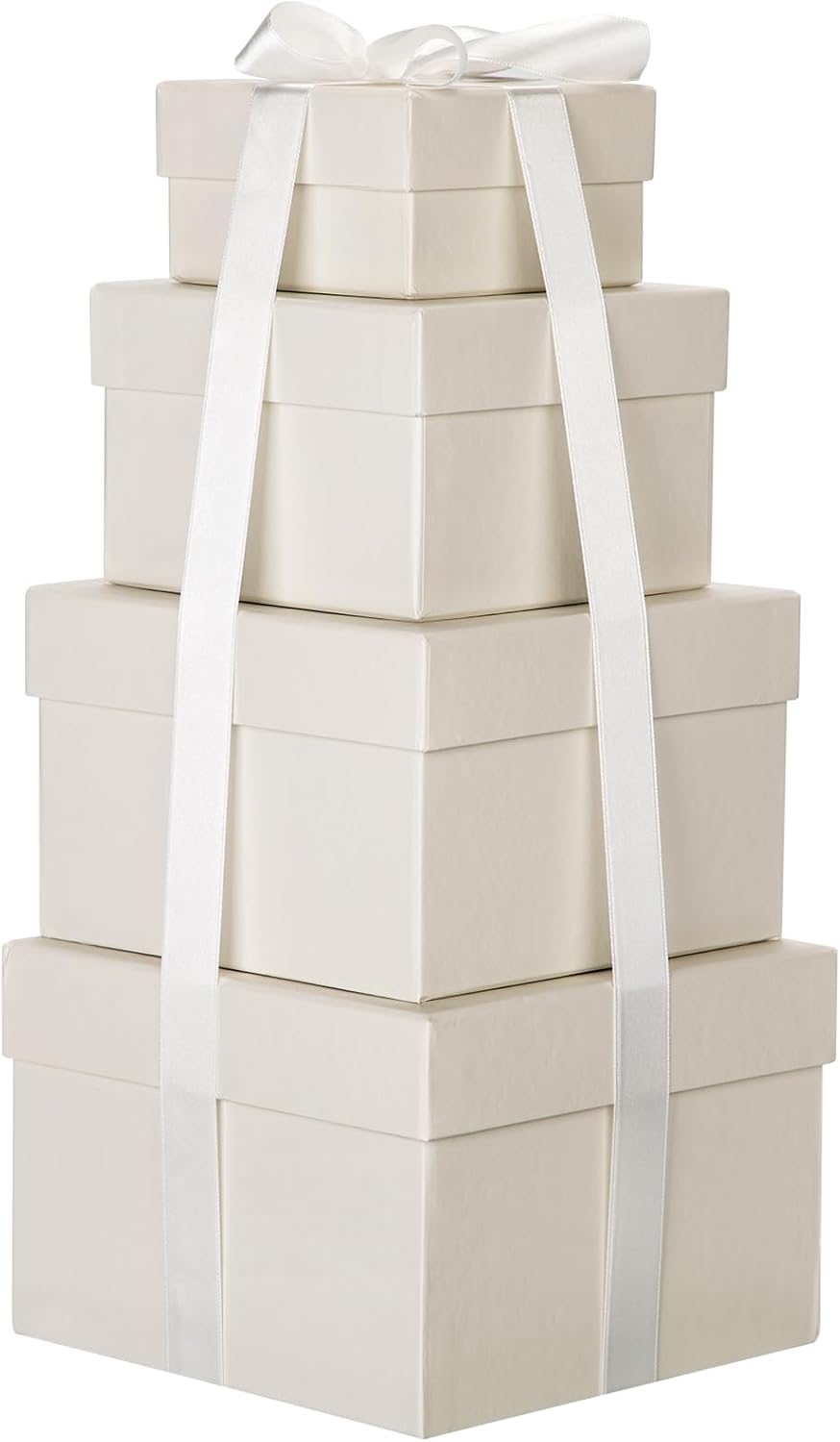 Square Gift Boxes with Lids 4PCS Gift Box for Presents Nesting Assorted Sizes Present Boxes for Christmas Birthday Valentines Party Gift Wrap