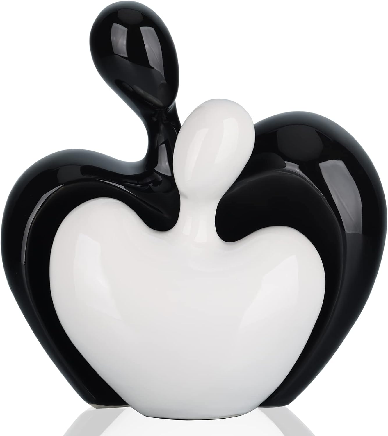 DOVDOV Ceramic Love Statue, Male and Female Couple embracing Sculpture, Black and White Home Decor, Wedding for Parents, Love Sign Figurines on The Shelf in The Living Room 2-Piece Set