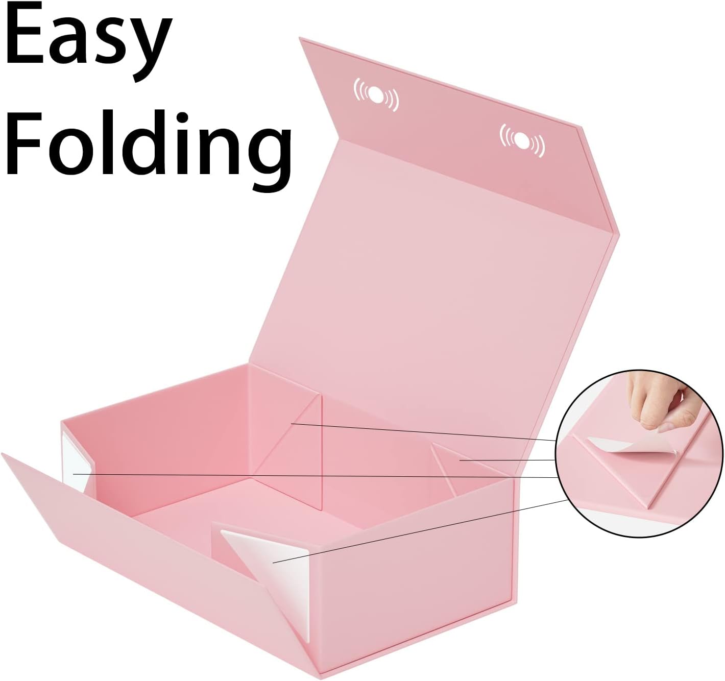 Pink Gift Box, 12x6x4'' Gift box for Presents with Lids Magnetic Closure Rectangle Collapsible for Bridesmaid Proposal Box, Wedding, Christmas, Halloween, Birthday Gift Packging