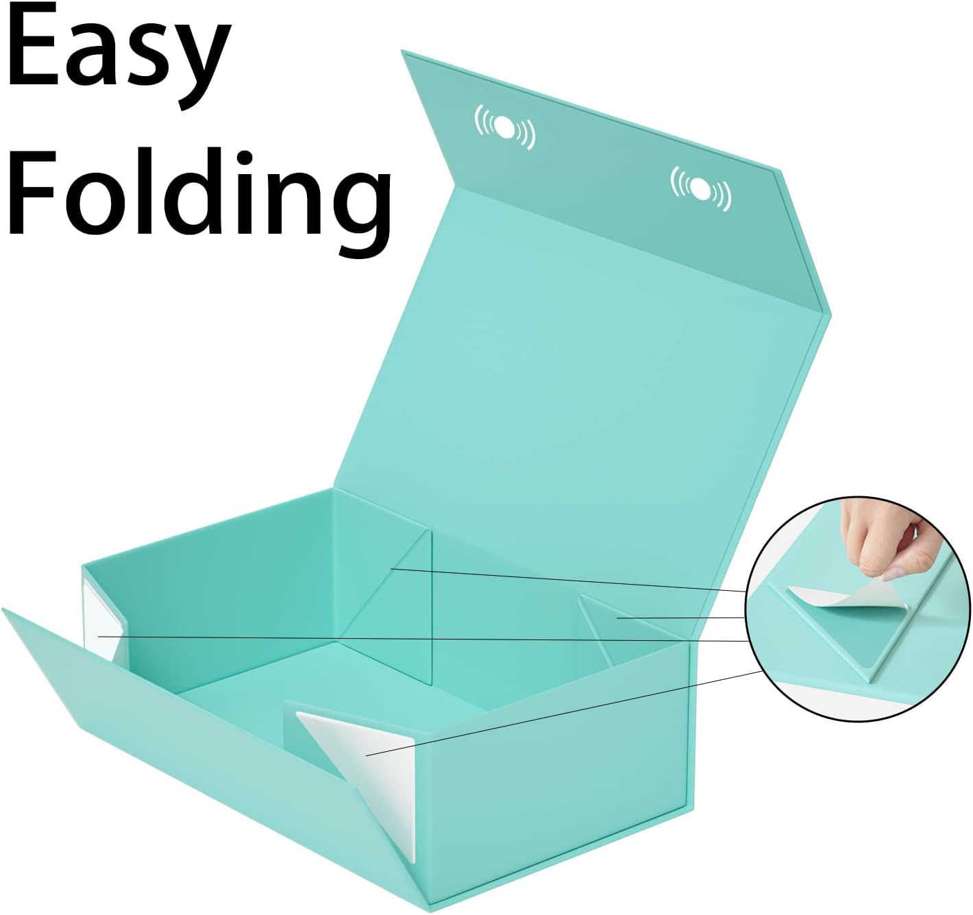 Turquoise Gift Box, 12x6x4'' Gift boxes for Presents with Lids Magnetic Closure Rectangle Collapsible for Bridesmaid Proposal Box, Wedding, Christmas, Halloween, Birthday Gift Packging