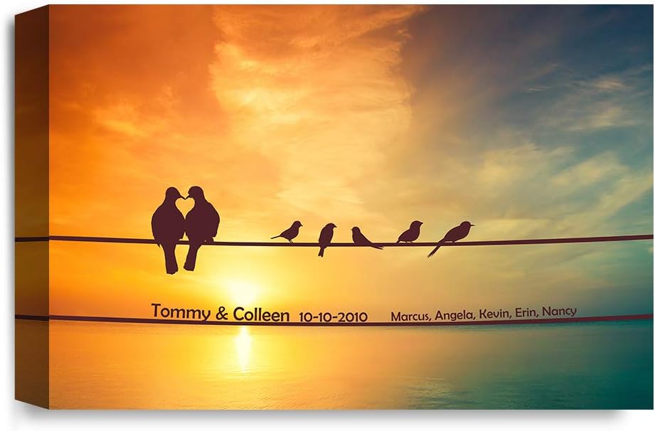 IPIC - We Are Family Personalized Artwork with Names, Customized Gift for Anniversary, Giclee Canvas Wall Art. 24x16