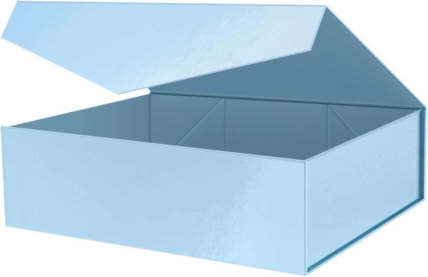 PACKHOME 17x14.5x5.5 Inches, Extra Large Gift Box with Lid, Magnetic Closure Box for Clothes and Large Gifts (Glossy Light Blue)