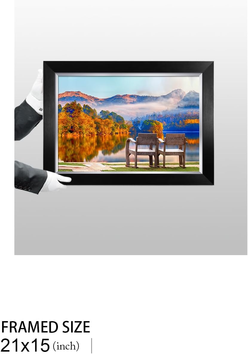 IPIC - Grow Old Together, Personalized Artwork with Names and Date on for Home Decor, Customized Gift for Anniversary,Wedding,Birthday and Holidays. Picture size: 18x12, Framed Size: 21x15