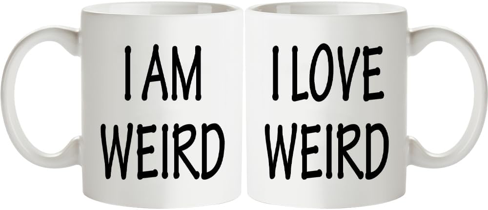 Fatbaby His and Hers Coffee Mug Gifts Set - I Am Weird,I Love Weird Matching Mug - Funny Boyfriend Girlfriend Couples Mugs Set - Anniversary Valentine’s Day Gifts Mug for Couples Him Her 11 OZ