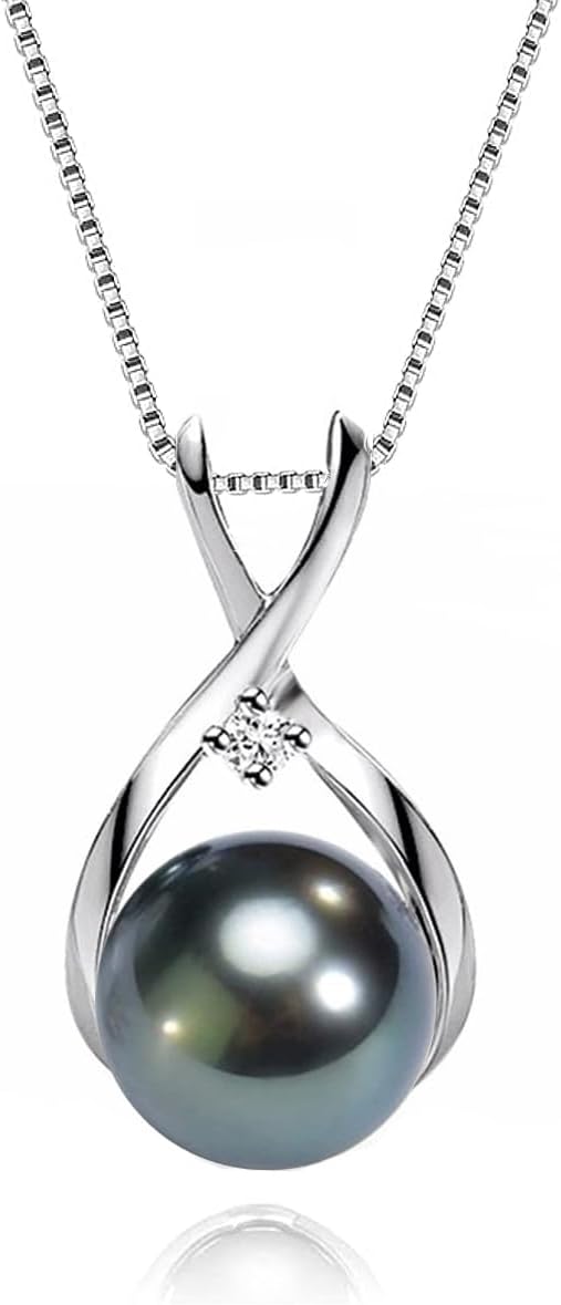 Gifts for Wife Women Anniversary-Tahitian Black Pearl Necklace-Mom Girlfriend Her Fine Jewelry Mothers Day Valentines Christmas Birthdays Gift