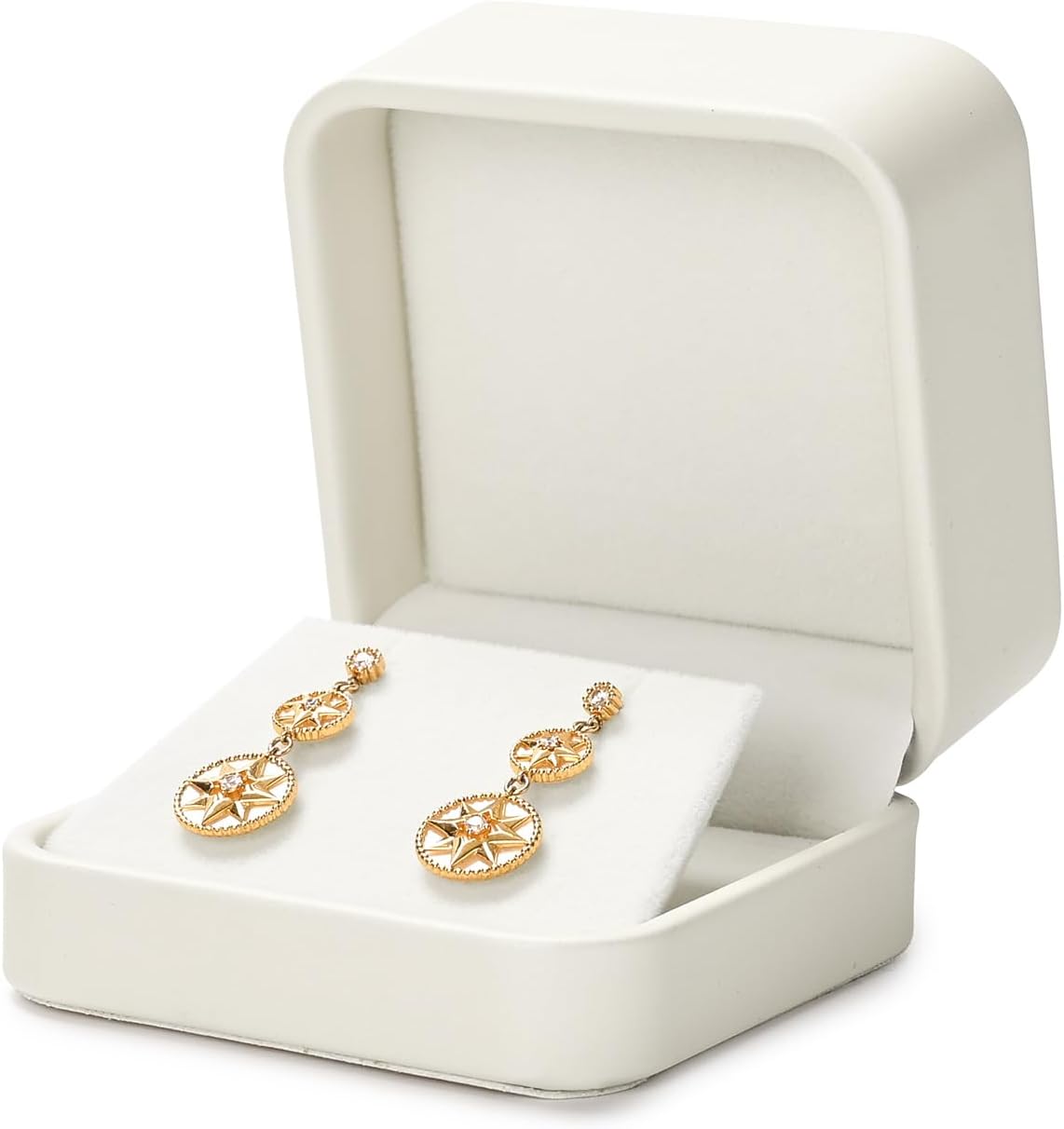 Oirlv Luxury Leather Earring Case Jewelry Box For Earrings Premium Jewelry Gift Box (Creamy-white)