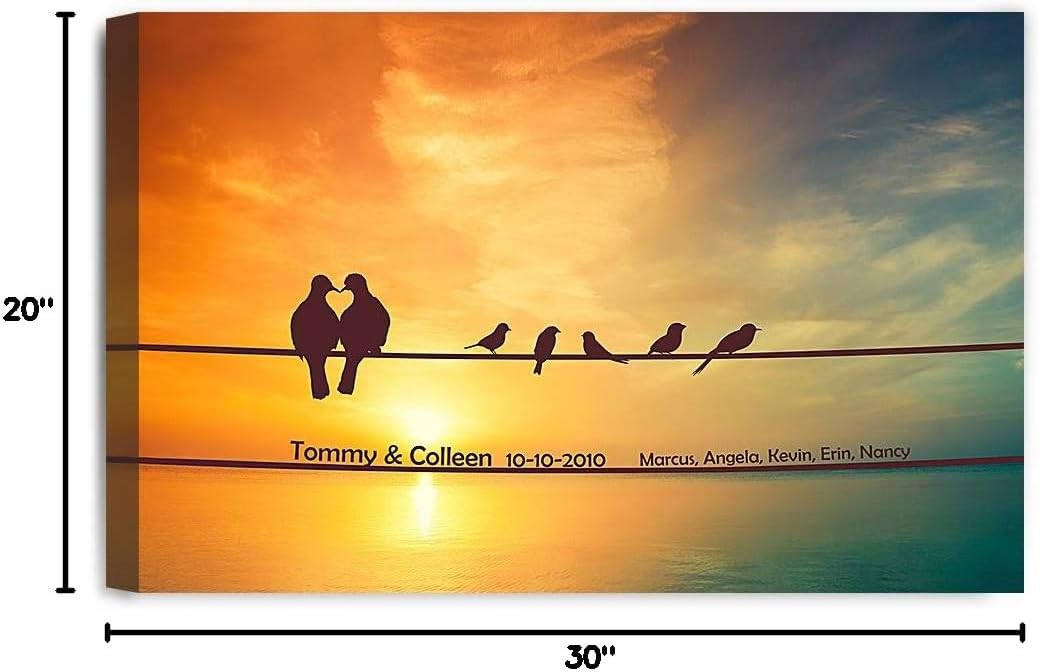 IPIC - We Are Family Personalized Artwork with Names, Customized Gift for Anniversary, Giclee Canvas Wall Art.. 30x20
