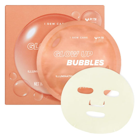 I DEW CARE Face Sheet Mask - Glow Up Bubbles | Vitamin and Niacinamide, Daily Skin Care,Facial Treatment, Illuminating, Detox, Moisturizing, Korean Sleeping Face Mask, Hydartion, Anti Wrinkle, 5ea