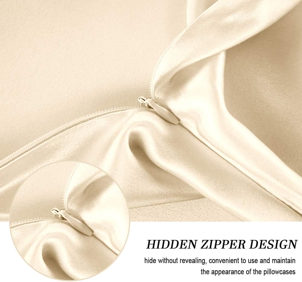100% Mulberry Silk Pillowcases Set of 2 for Hair and Skin and Super Soft and Breathable King Size Nature Silk Pillowcases (King, Buff Beige)