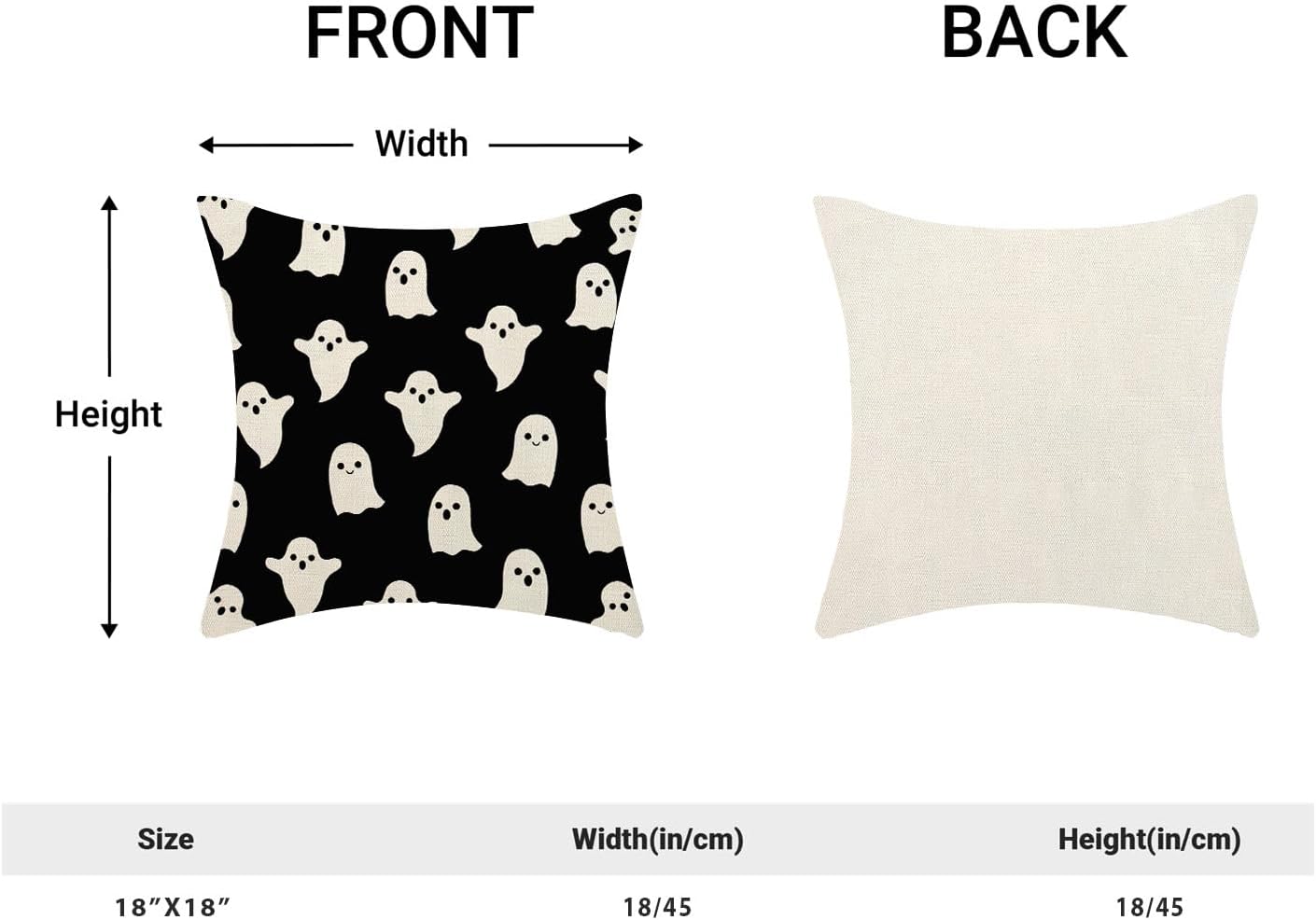 Halloween Pillow Covers 18x18 Set of 2 Cute Black Stripes Ghost Decorative Throw Pillow Covers Halloween Pillow Covers for Halloween Home Decoration L inen Cushion Case for Couch Sofa Decor