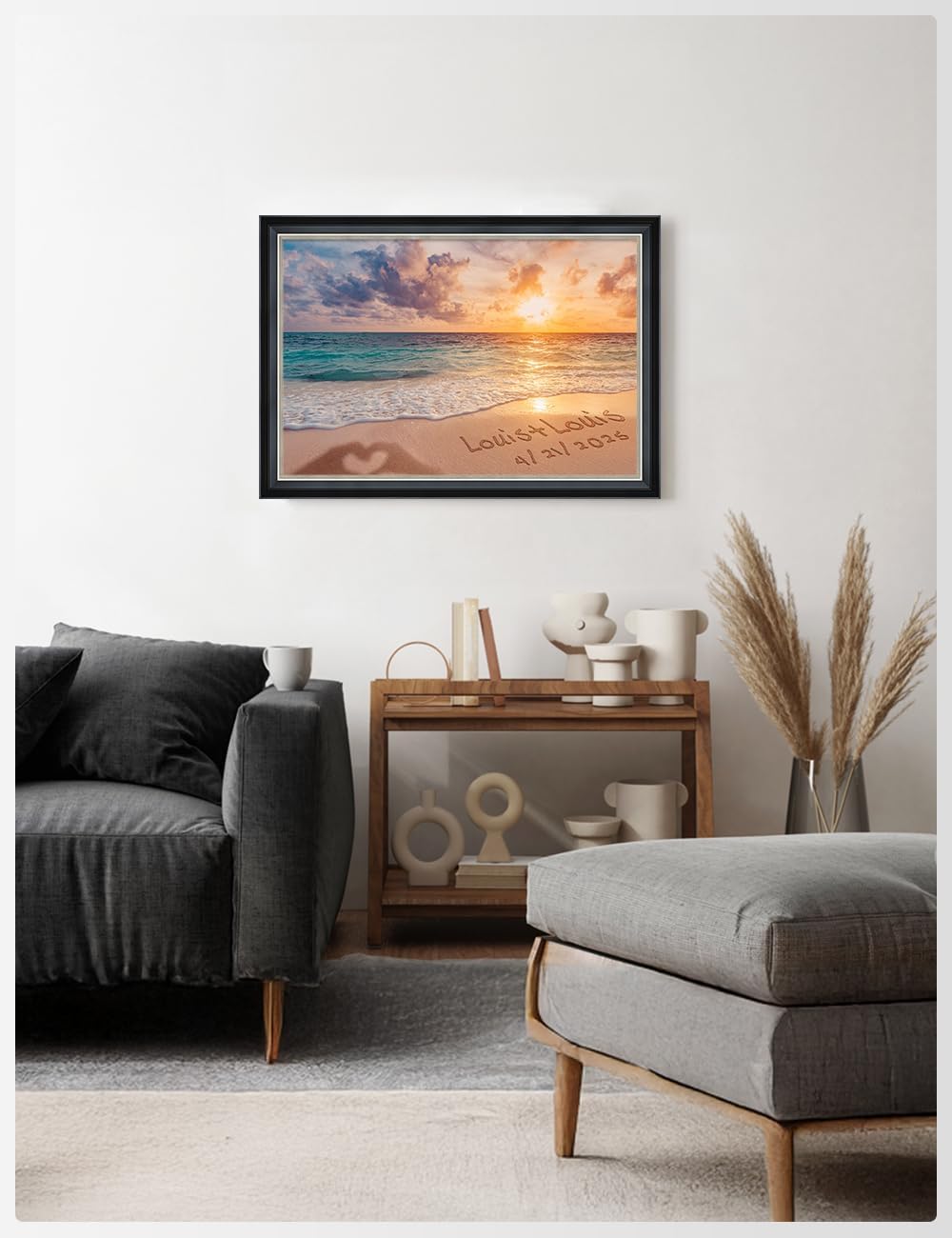 IPIC - "Forever Together Personalized Wall Art, Custom Beach Scene with with Solid Wood Frame, A Personalized Gift with Name and Date for Couple, Wedding, or Anniversary, Ready to Hang