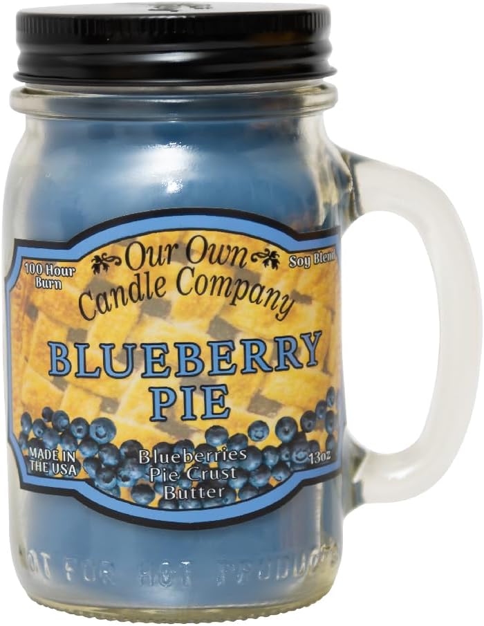 Our Own Candle Company, Blueberry Pie Scented Mason Jar Candle, 100 Hour Burn Time, 13 Ounces