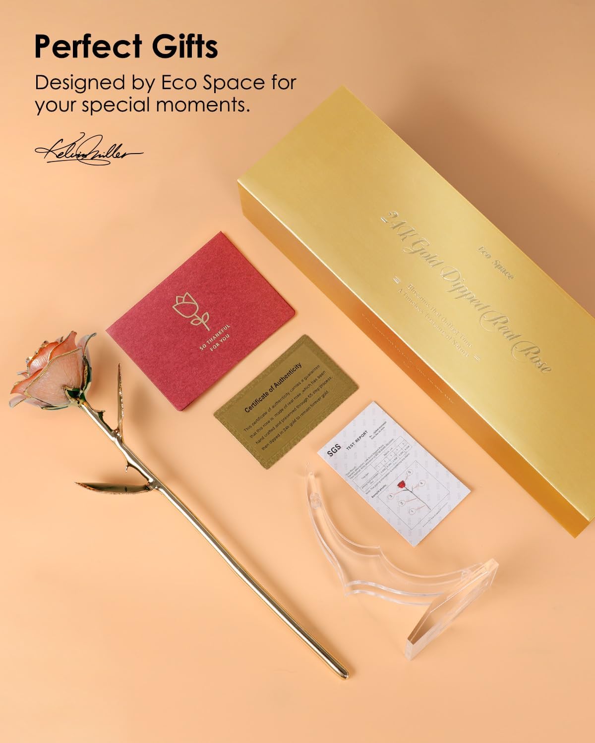 24K Gold Dipped Real Rose – Handpicked Real Rose Preserved in 24K Gold – Sweet, One-of-a-Kind Romantic Gift for Her – Ideal for Birthday, Anniversary, Mother’s Day, Valentine’s Day (Pink)