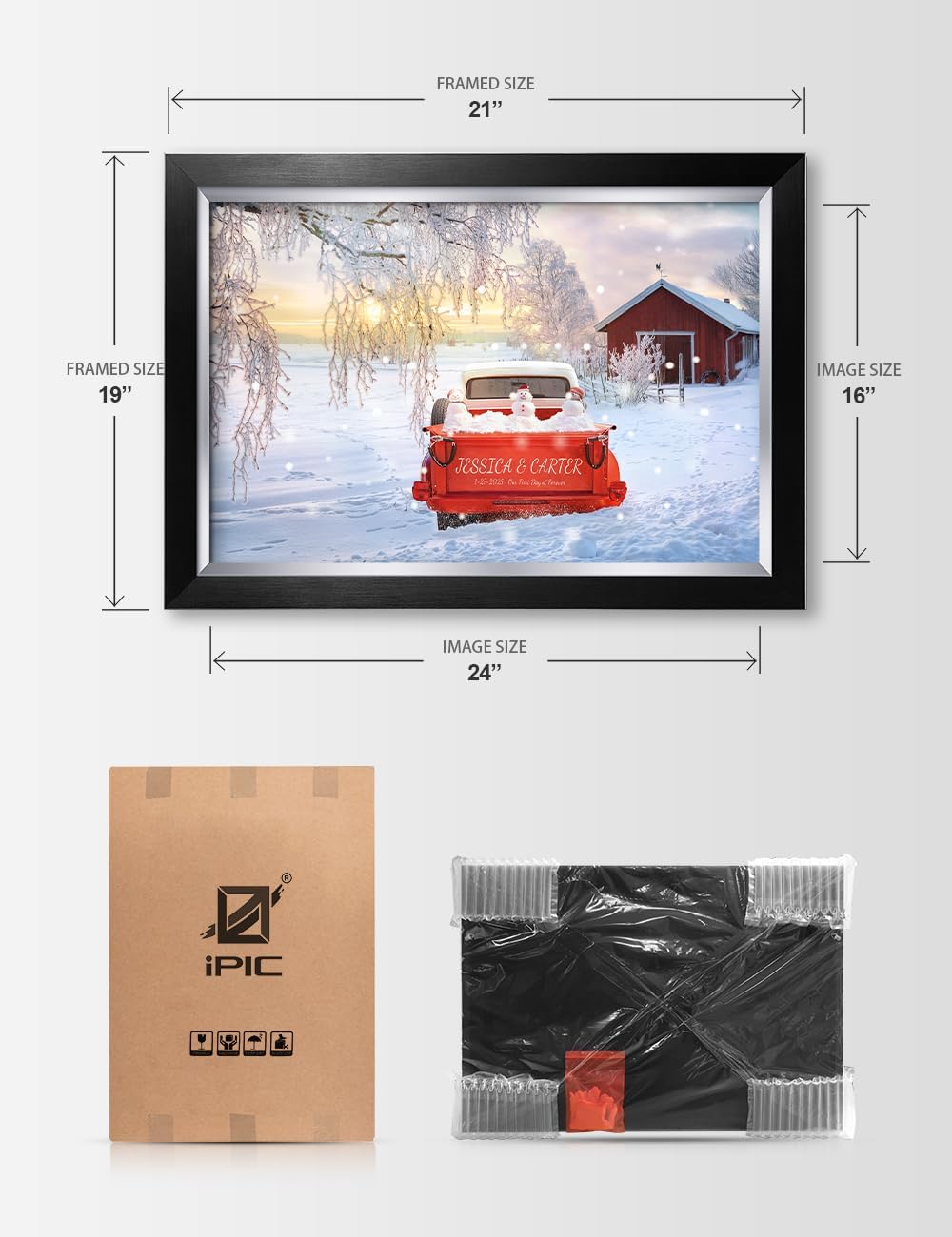 IPIC - Timeless Love Through the Seasons, Winter, Personalized Canvas Wall Art with Names, Custom Gift for Couples, Romantic Anniversary or Wedding Present for Bedroom or Living Room Decor