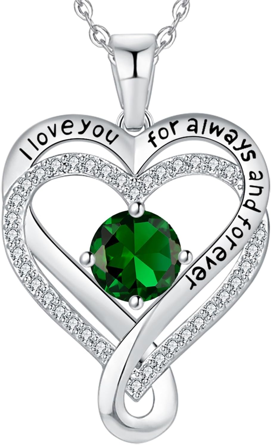 Jewelry for Women Wife Infinity Heart Birthstone I Love You Necklace S925 Anniversary Women Necklaces for Her Wife Birthday Gift Ideas, Birthday Present for Girlfriend Mom Daughter Sterling Silver